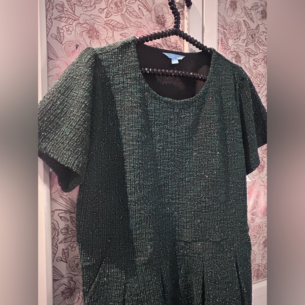 Draper James Shimmering Forest Green Knit Midi Dress - Picture 2 of 5